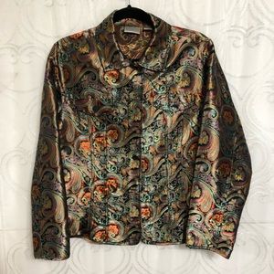 CHICO’S SILK FLORAL JACKET